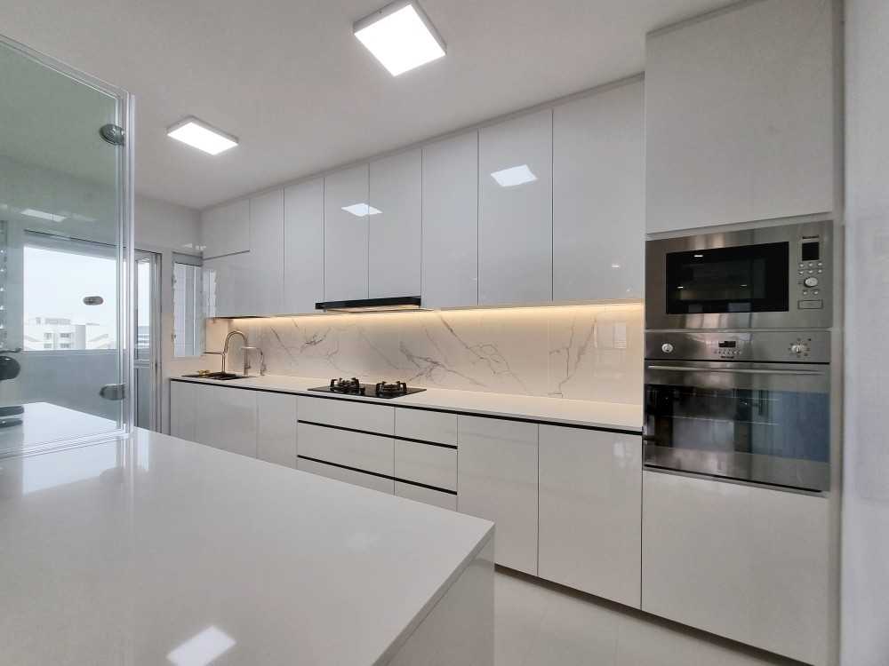 Modern Kitchen with Countertop and Kitchen Window