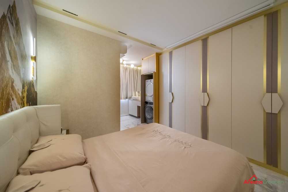 Modern Bedroom with Ceiling Light and Built-in Bed