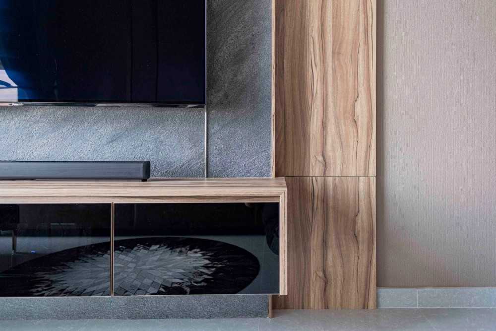 Contemporary Living Room with Vinyl Flooring and Granite Floor