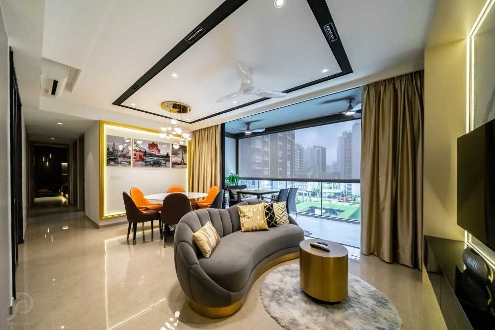 Modern Living Room with TV Console and Carpet