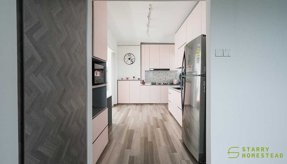 Eclectic Kitchen with Wood Flooring and Kitchen Window