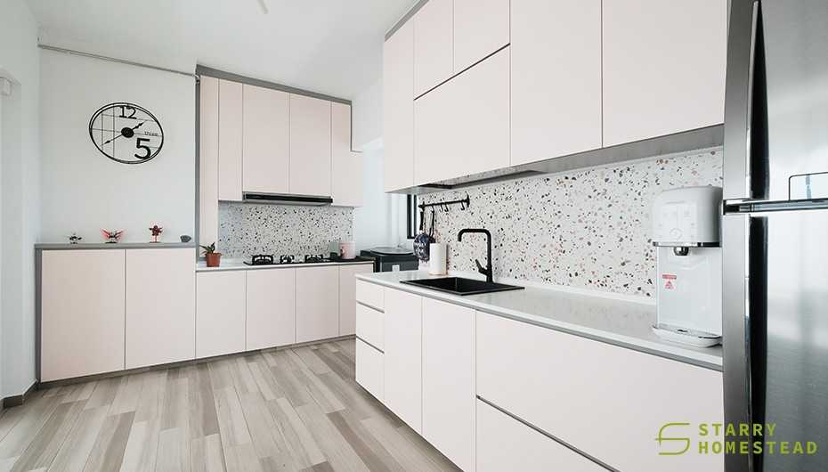 Eclectic Kitchen with Wood Flooring and Kitchen Window