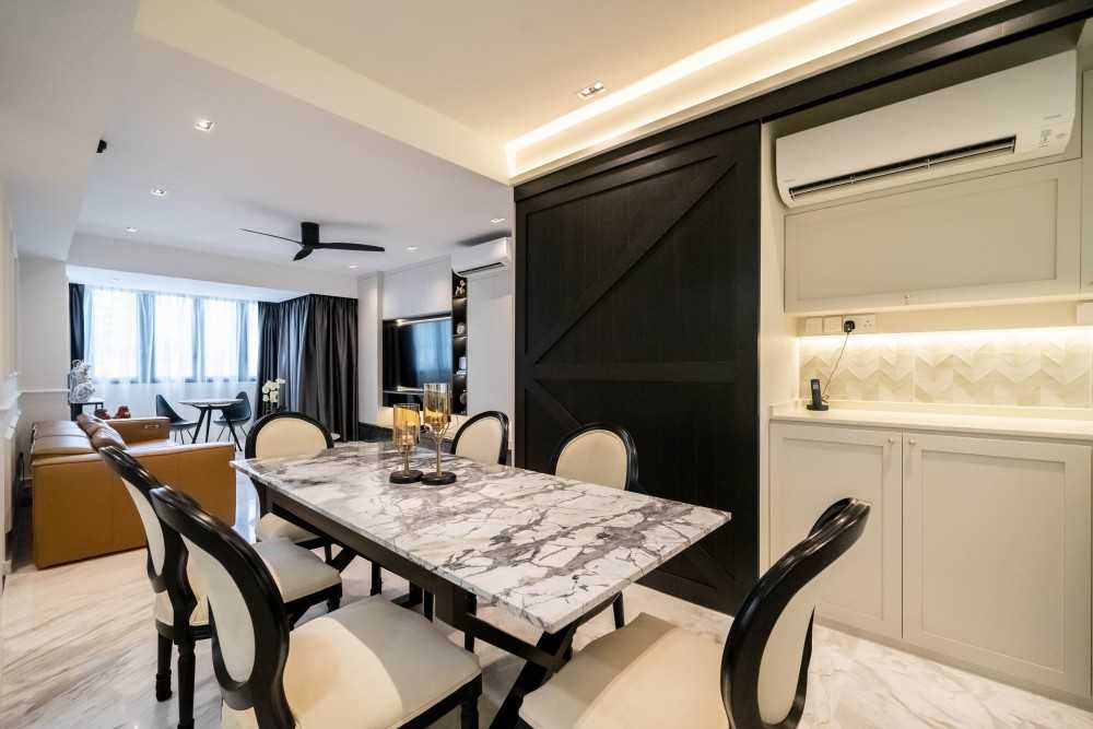 Contemporary Dining Room with Downlights and Dining Table