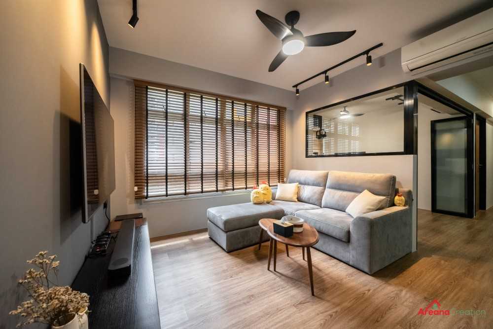Contemporary Living Room with TV Console and Feature Wall