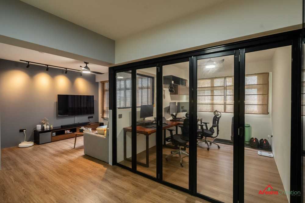 Contemporary Study with Desk and Desk Chairs