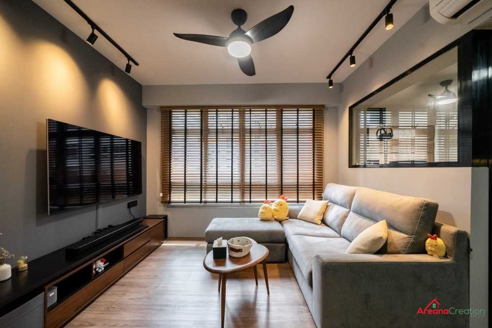 Contemporary Living Room with Vinyl Flooring and TV Console