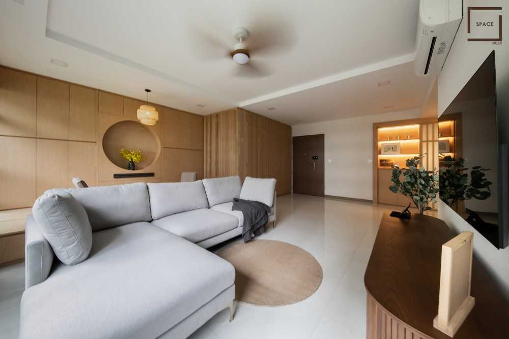 Modern Living Room with TV Console and Feature Wall