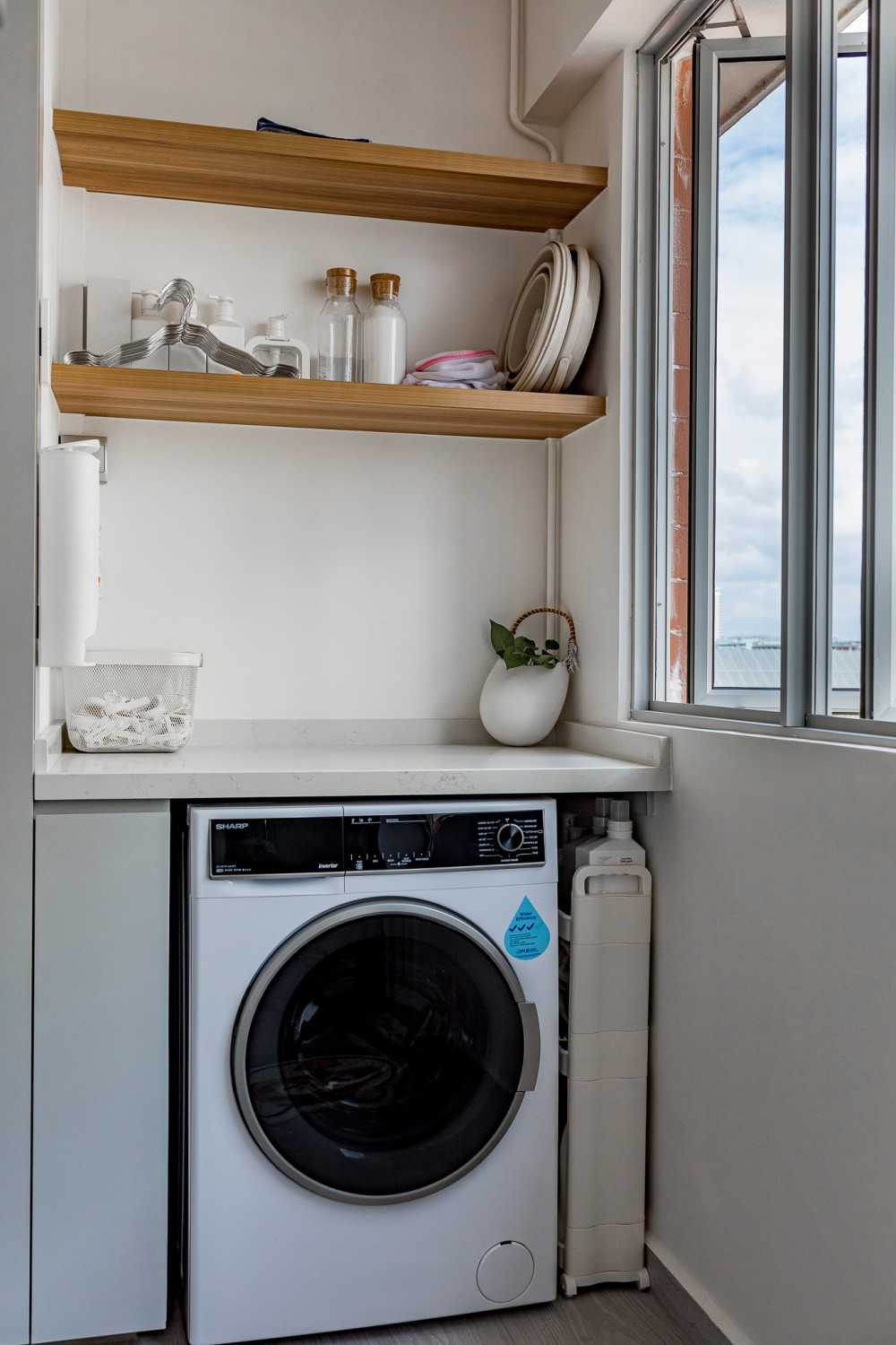 Scandinavian Kitchen with Countertop and Kitchen Window