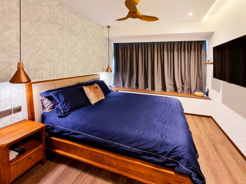 Scandinavian Bedroom with Window Seat and Bedside Table