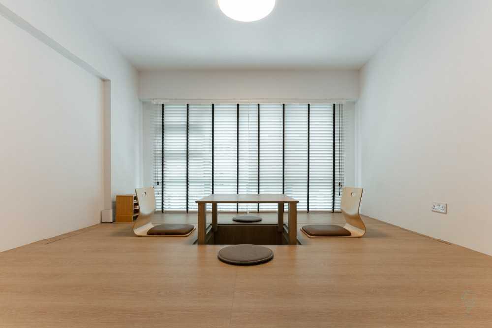 Scandinavian Living Room with Bookshelf and Settee