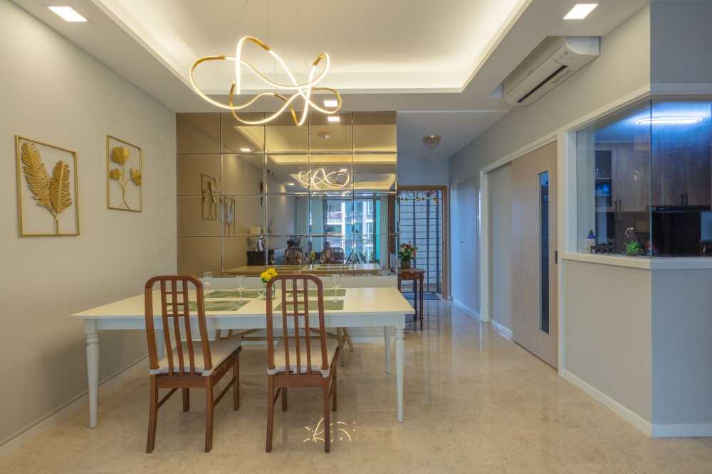 Contemporary Dining Room with Dining Table and Tableware