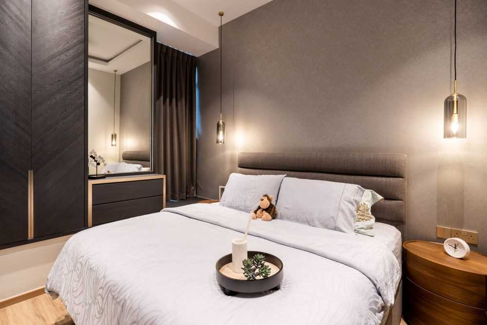 Minimalist Bedroom with Wardrobe and Bedside Table