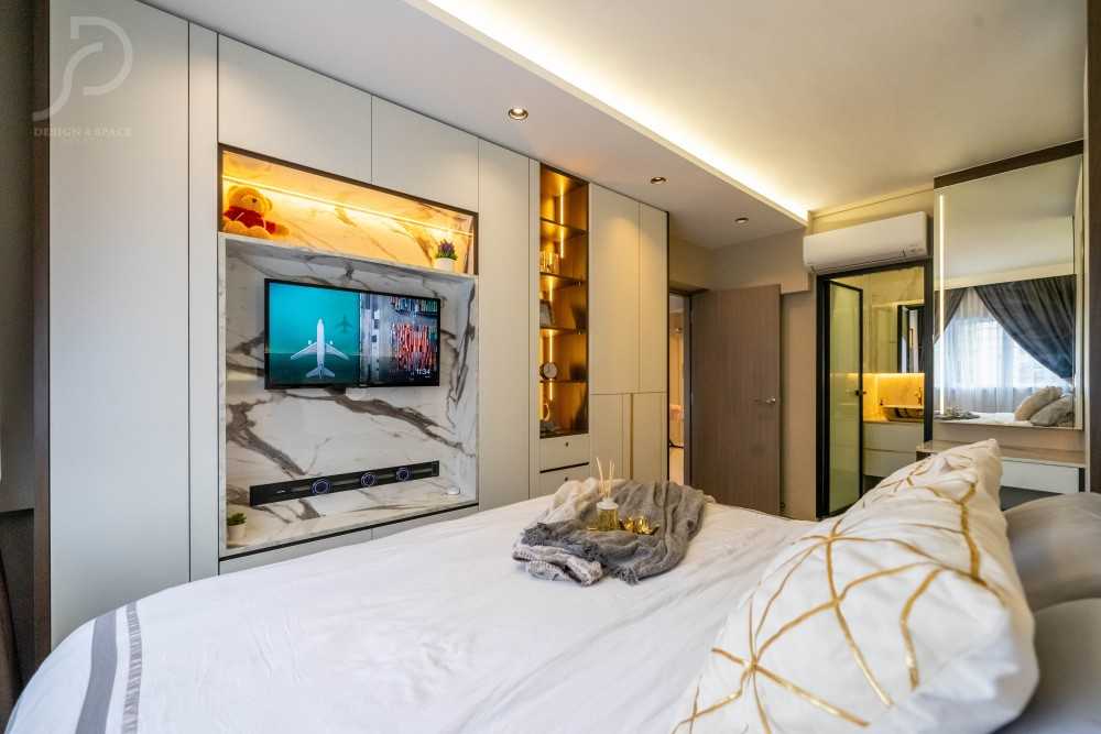 Modern Bedroom with Vinyl Flooring and Wood Flooring