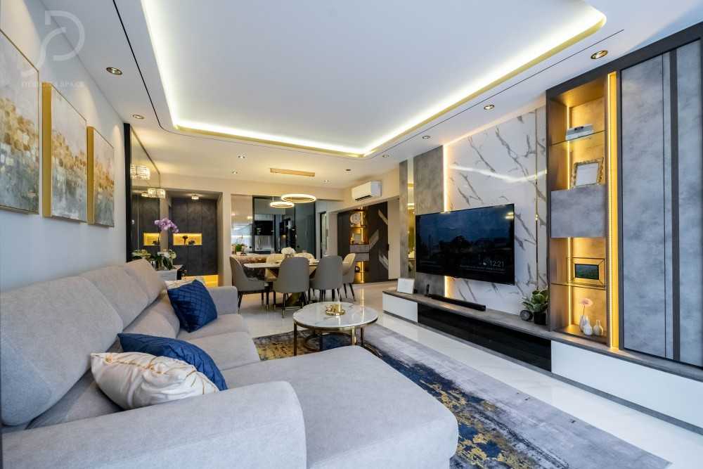 Modern Living Room with TV Console and Feature Wall