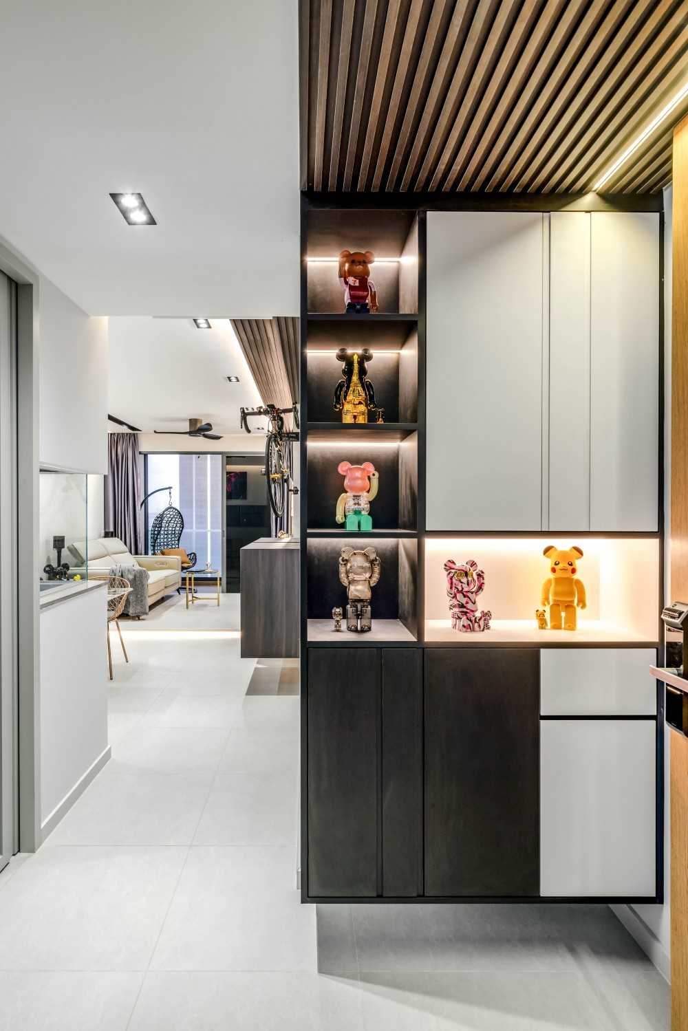 Contemporary Entryway with Small Storage and Display Cabinets
