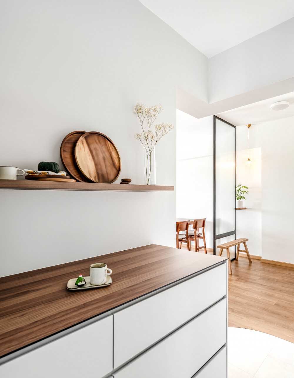 Scandinavian Kitchen with Countertop and Kitchen Accessories