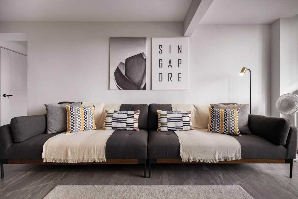 Modern Living Room with Vinyl Flooring and Sofa