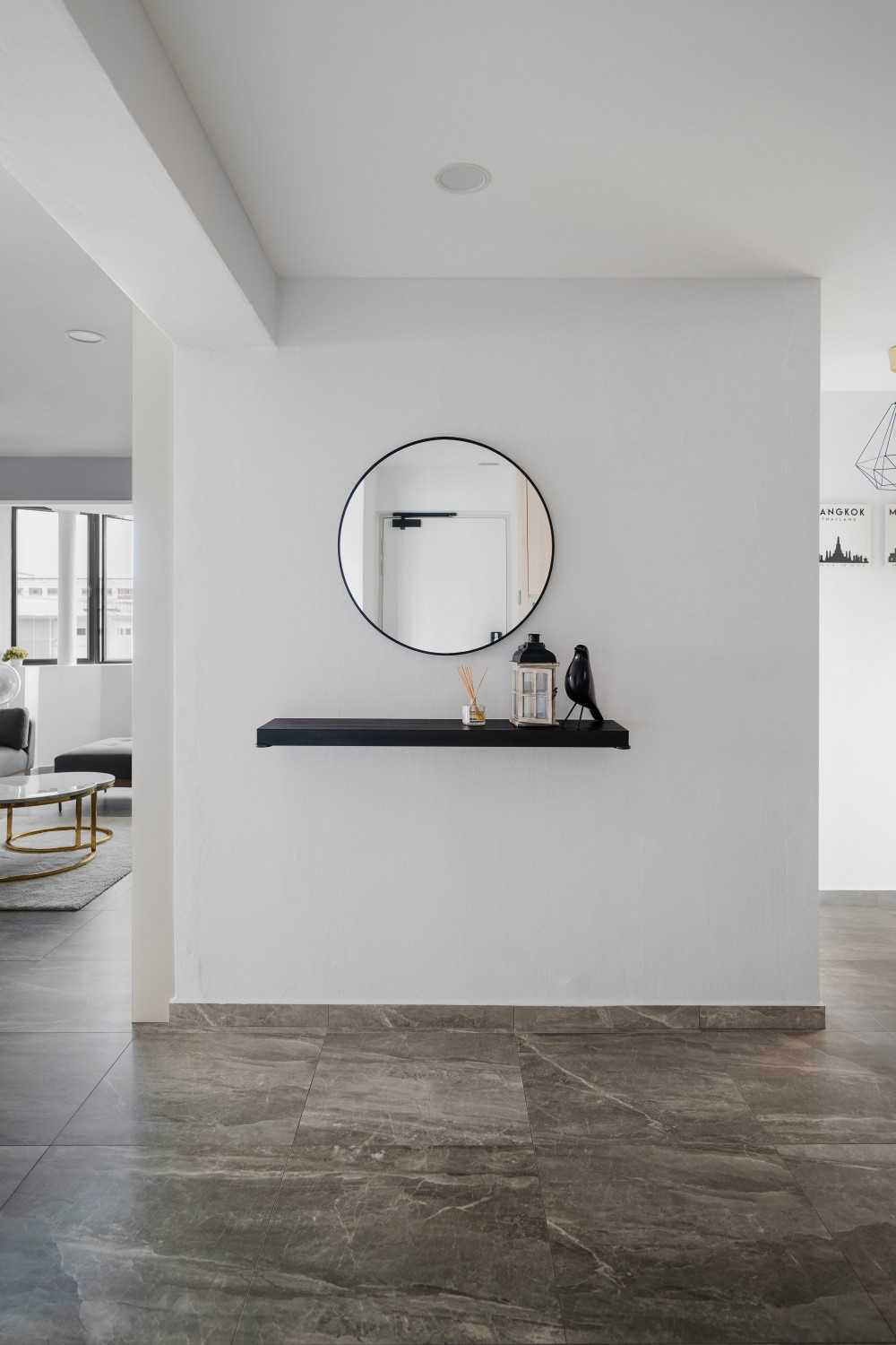 Modern Entryway with Mirror and Small Storage
