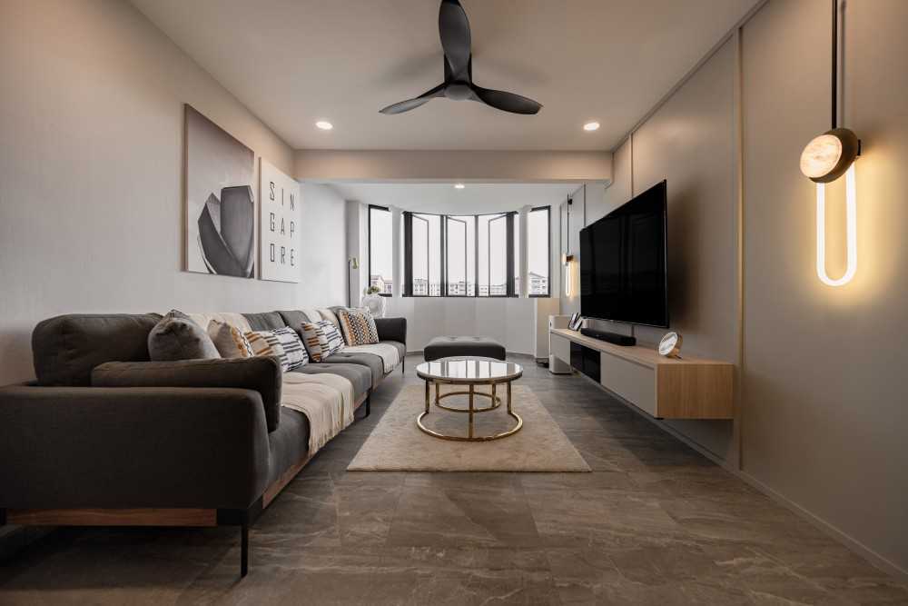 Modern Living Room with TV Console and Sofa