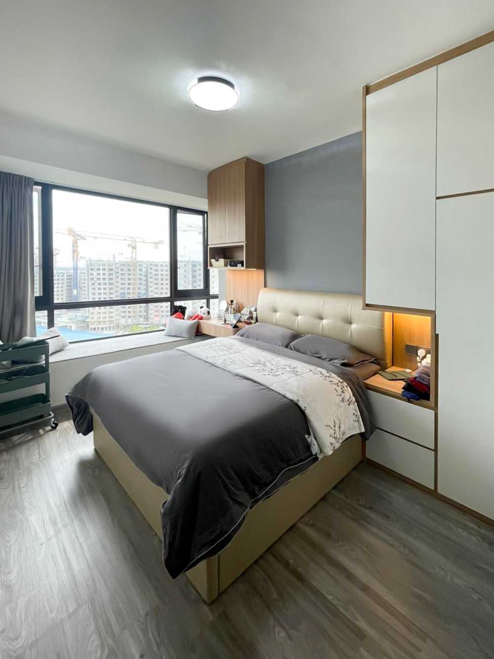 Scandinavian Bedroom with Wardrobe and Window Seat