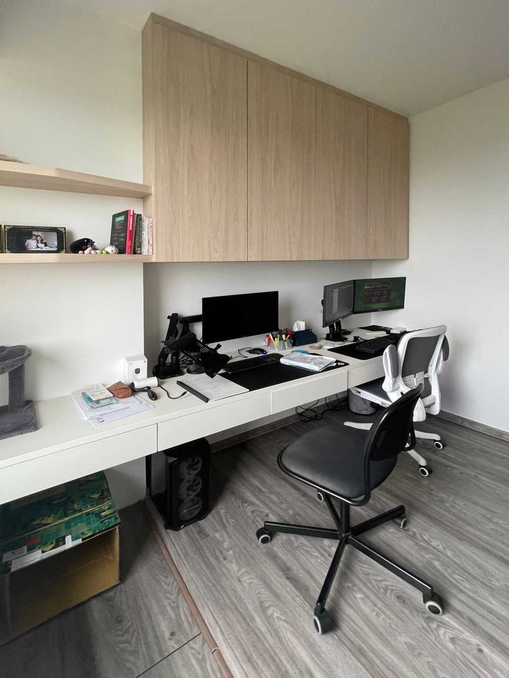 Scandinavian Study with Paintings and Desk