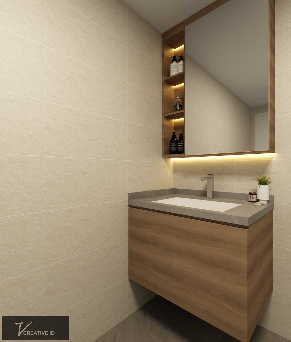 Modern Bathroom with Countertop and Granite Floor