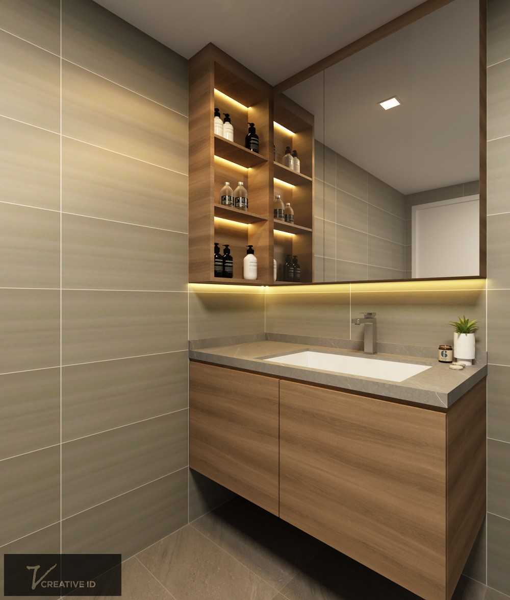 Modern Bathroom with Countertop and Granite Floor