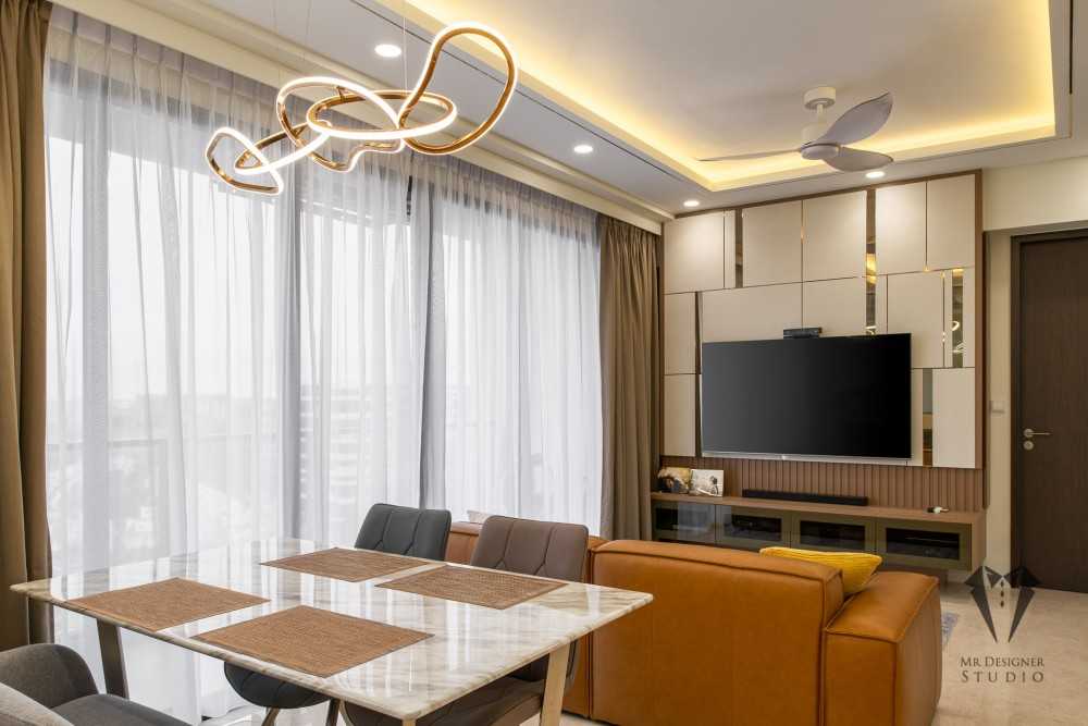 Modern Living Room with TV Console and Feature Wall
