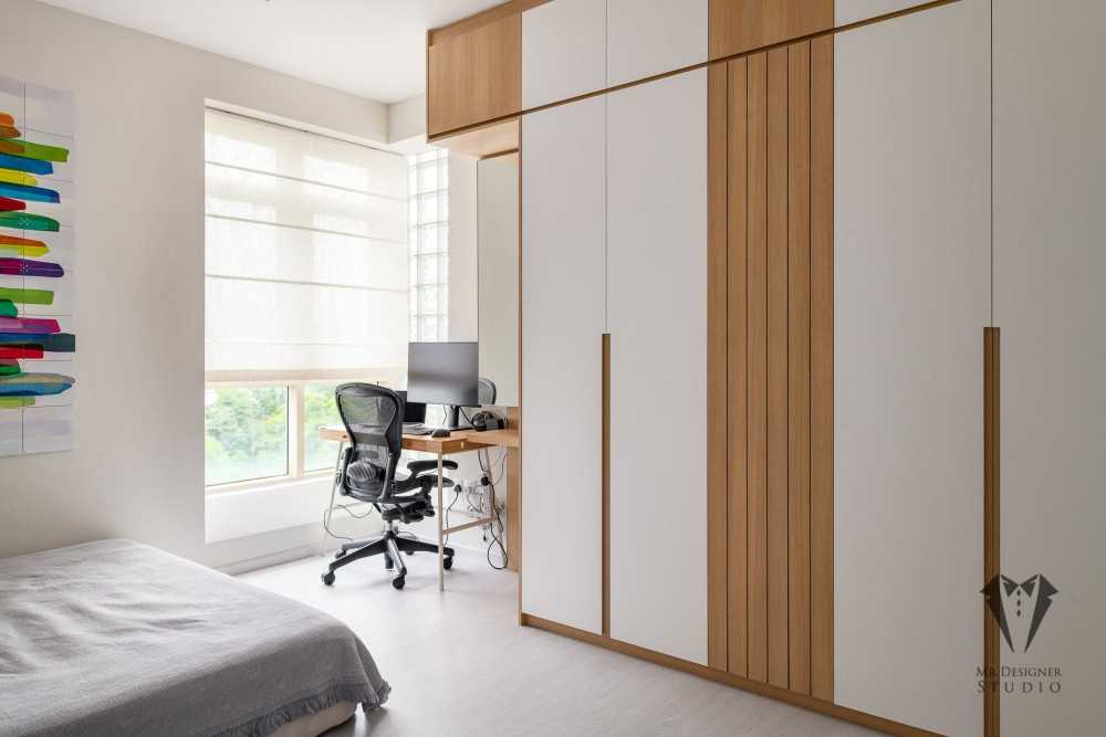 Modern Bedroom with Platform Bed and Wardrobe
