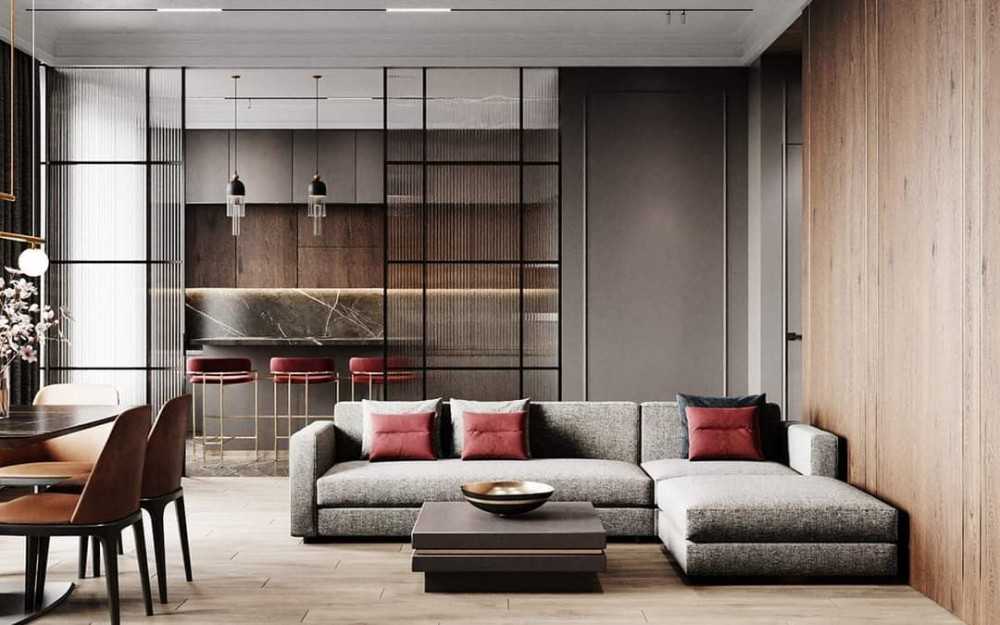 Contemporary Kitchen with Vinyl Flooring and Homogeneous Tiles