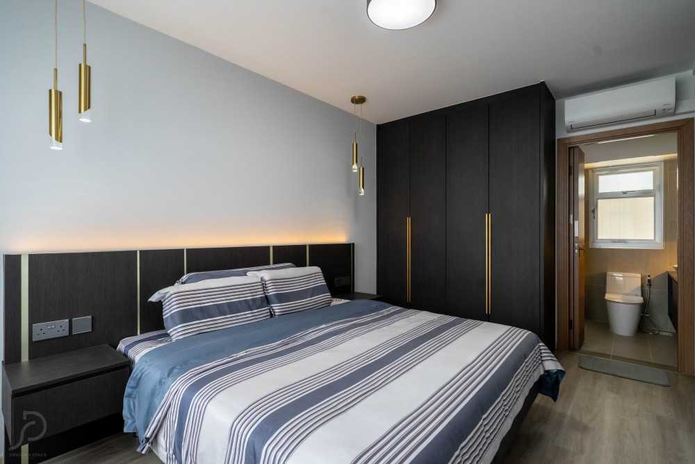 Modern Bedroom with Vinyl Flooring and Homogeneous Tiles