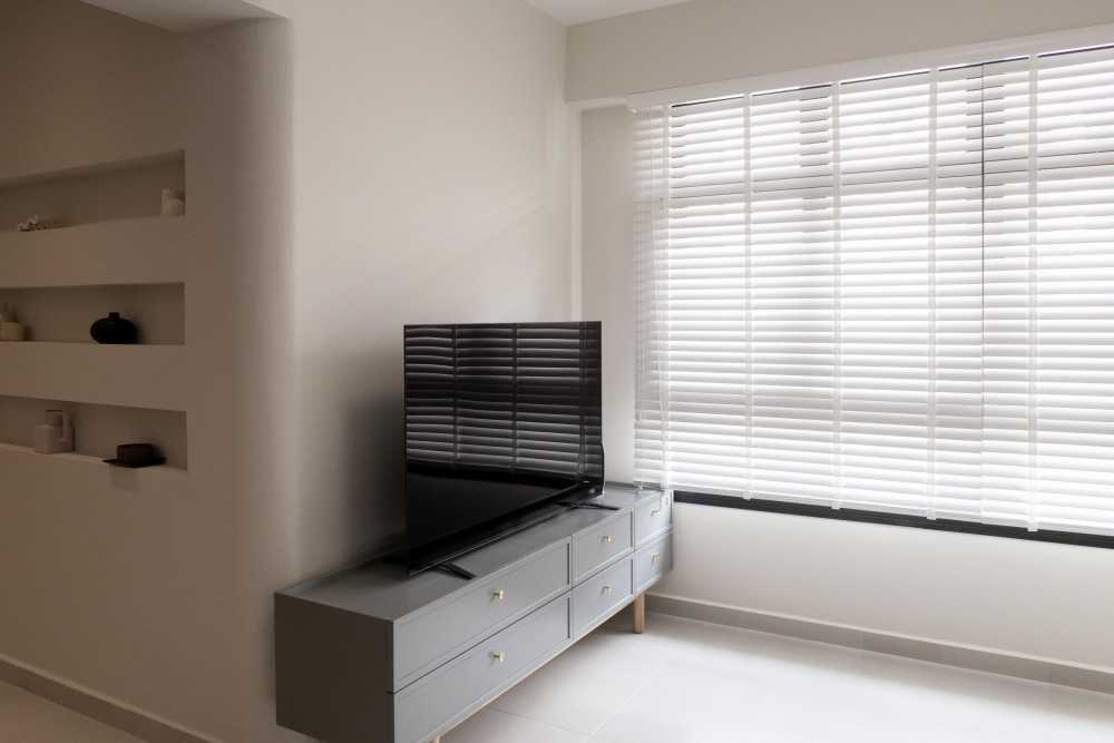 Scandinavian Living Room with TV Console and Display Cabinets