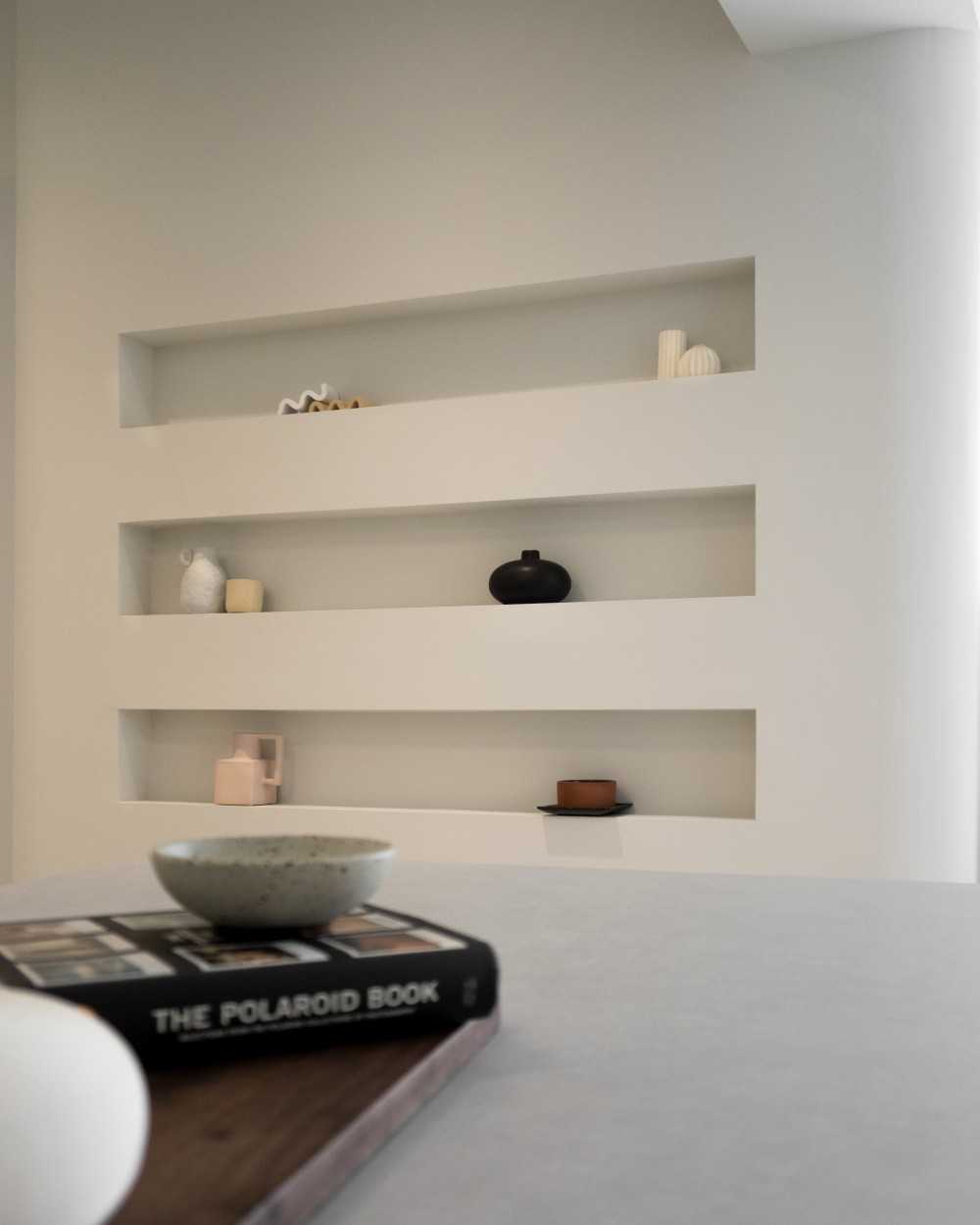 Scandinavian Living Room with Bookshelf and Feature Wall
