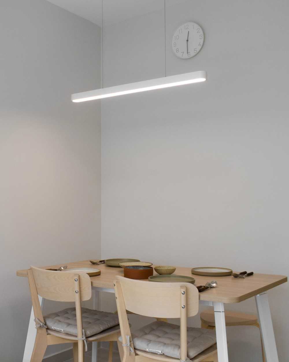 Scandinavian Dining Room with Drop Ceiling and Dining Table