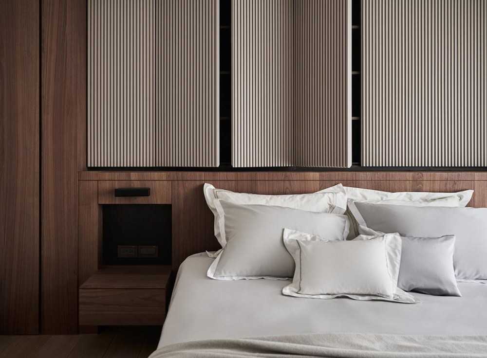 Contemporary Bedroom with Wood Flooring and Wardrobe