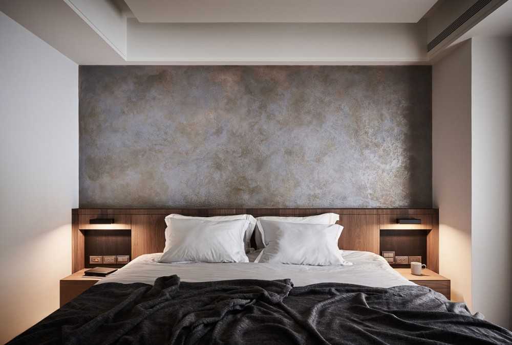 Contemporary Bedroom with Parquet Floor and Built-in Bed