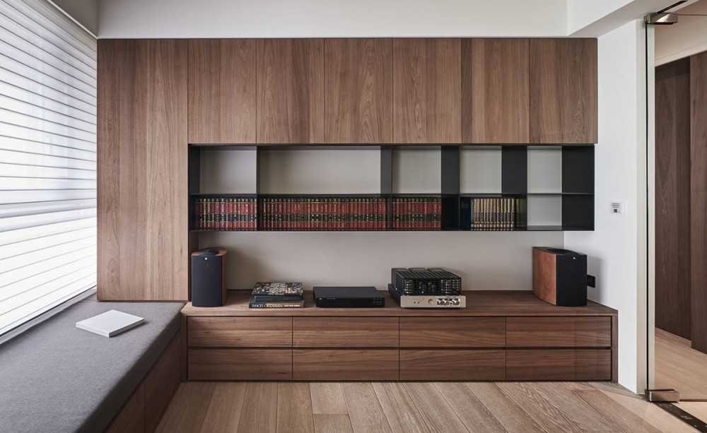 Contemporary Study with Bookshelf and Storage Cabinets