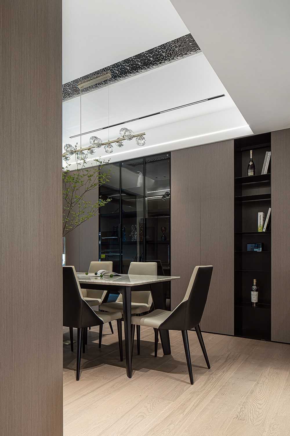 Contemporary Study with Bookshelf and Cove Lighting