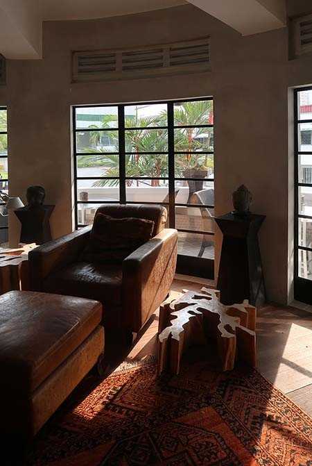 Modern Living Room with Wood Flooring and Bay Window