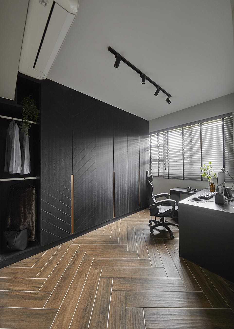 Industrial Study with Wardrobe and Desk Chairs