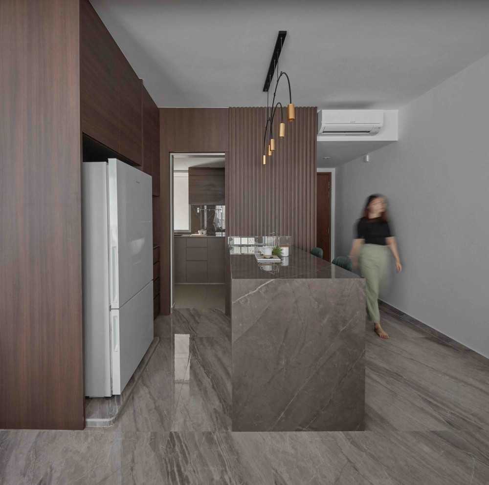 Modern Home Bar with Feature Wall and Bar Counter
