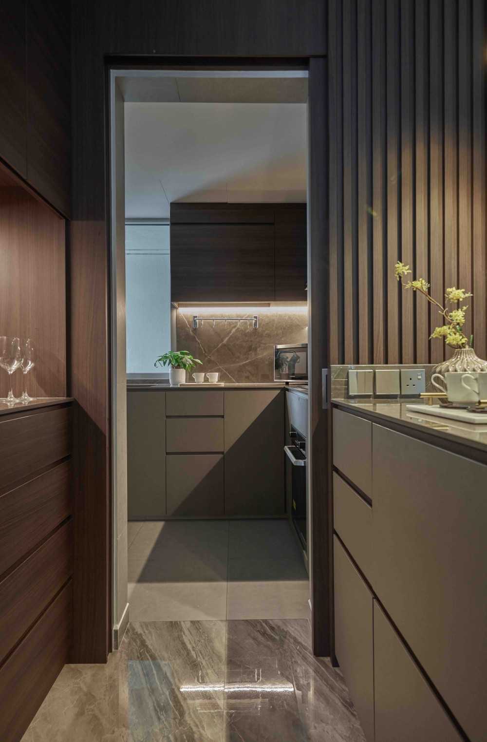 Modern Hallway with Feature Wall and Wood Feature Wall