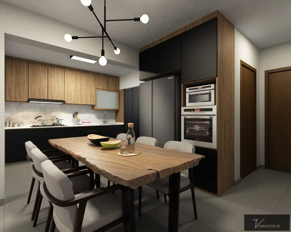 Modern Dining Room with Drop Light and Dining Table