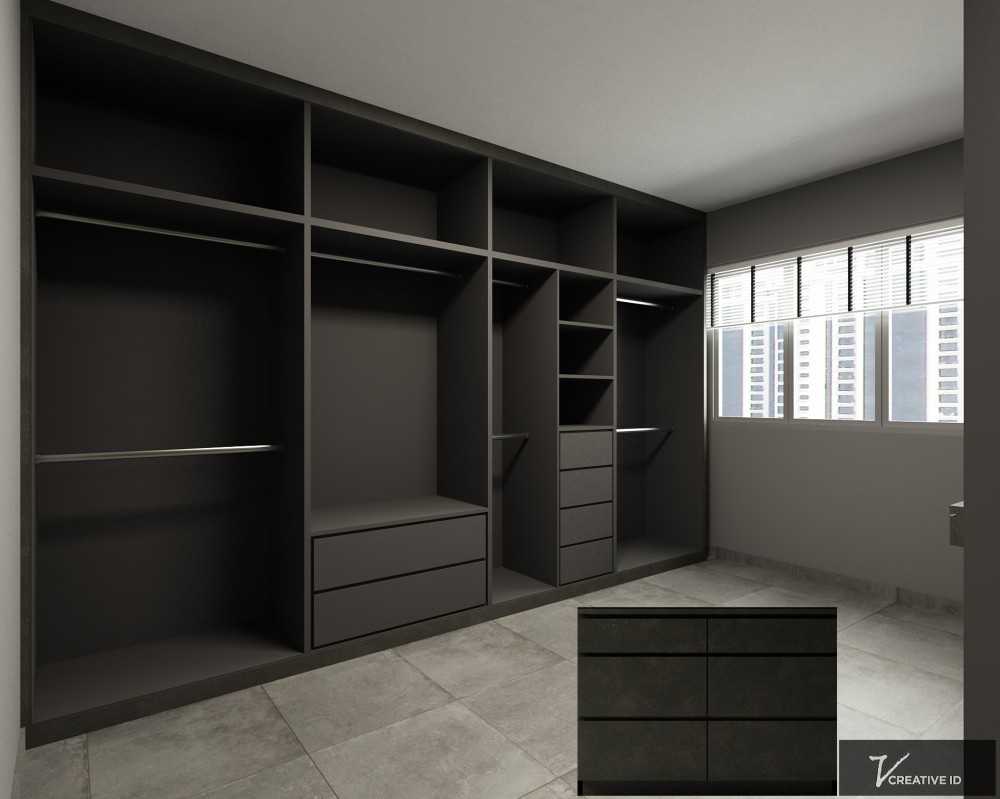 Modern Bedroom with Granite Floor and Wardrobe
