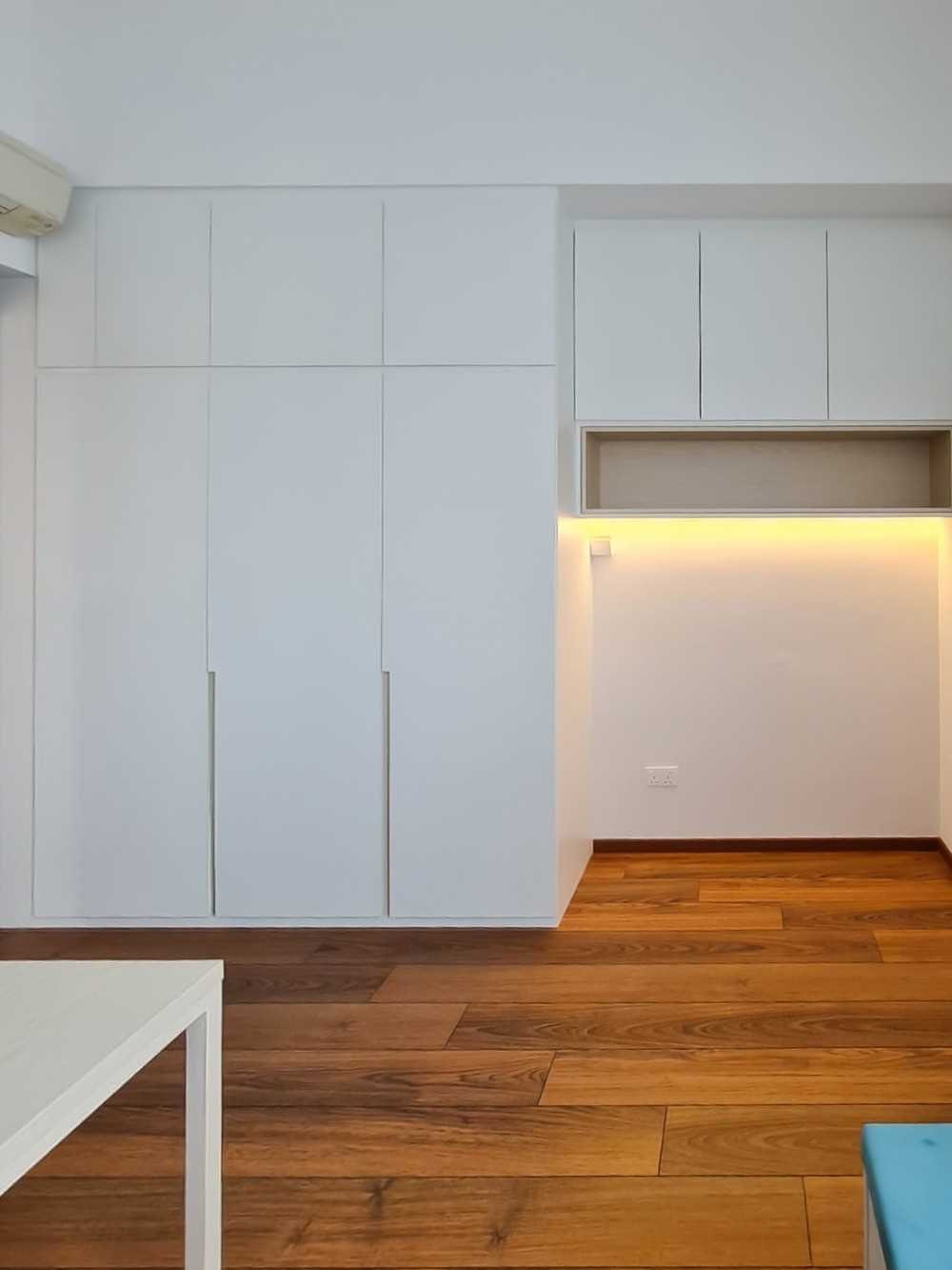 Scandinavian Study with Wardrobe and Paintings