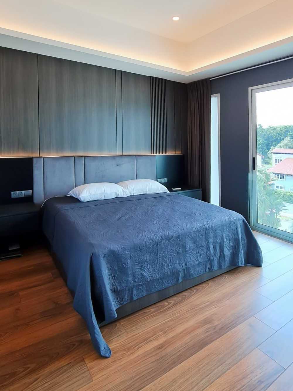 Scandinavian Bedroom with Window Grille and Bedside Table