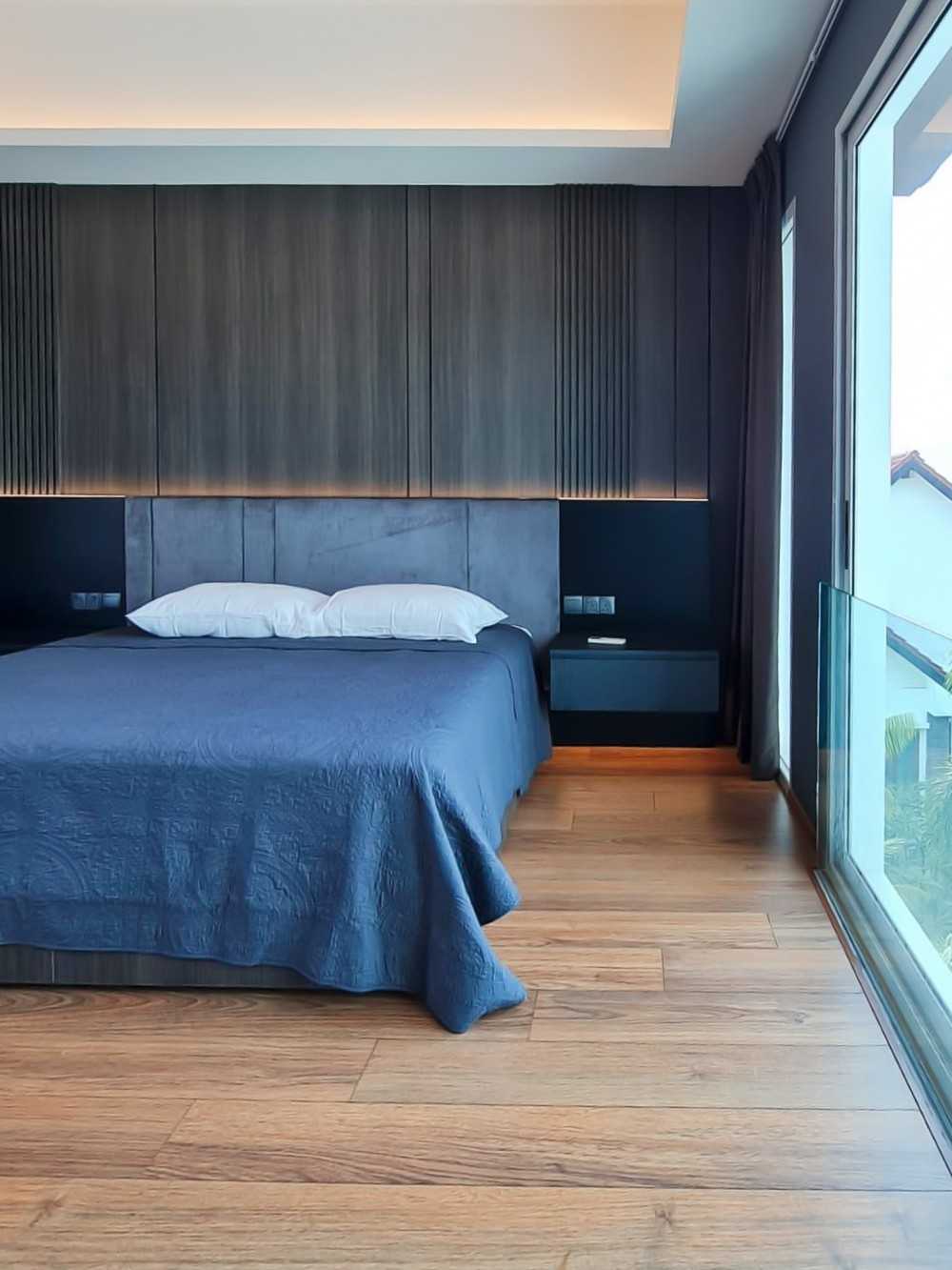 Scandinavian Bedroom with Window Grille and Bedside Table