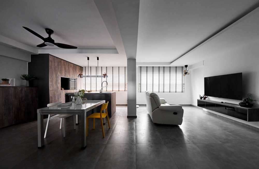 Contemporary Living Room with TV Console and Sofa