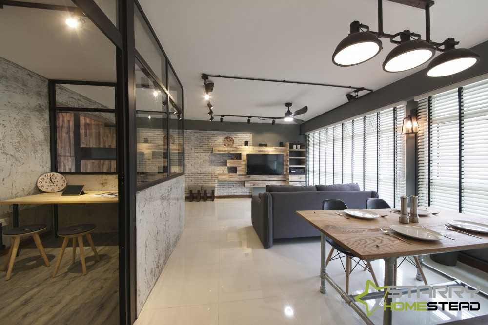 Industrial Dining Room with Dining Table and Dining Chairs