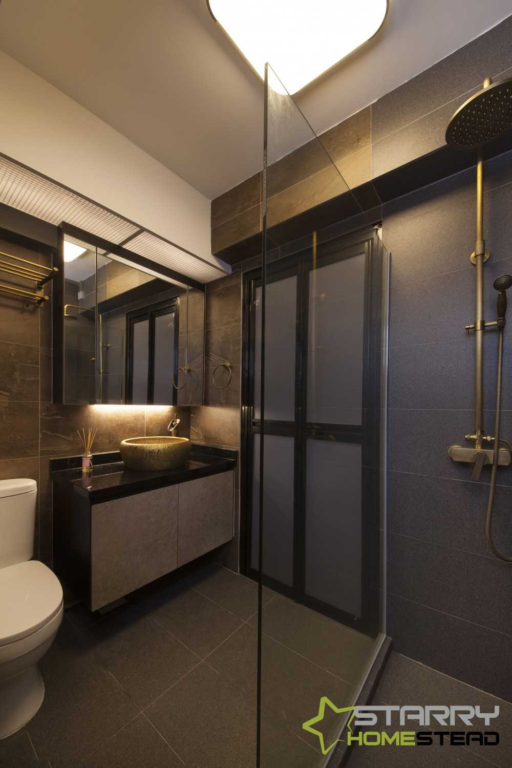 Industrial Bathroom with Mirror and Vanity Counter